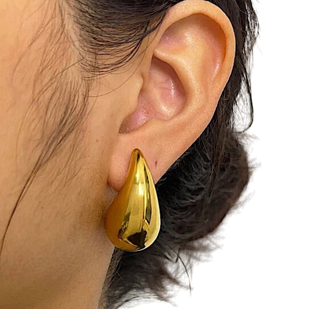 Gold Plated Water Drop Earrings - Picture 4 of 10